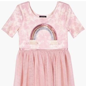 Zunie - Pink Dress with Rainbow on Bodice and Tulle Skirt